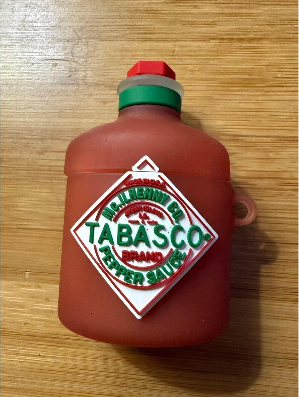 Tabasco Sauce Bottle Silicone Keychain Airpods gen 1 -2 case or bag charm